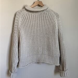 H&M Womens Beige Cable Knit Pullover Longsleeve Sweater Brown Tan Size Large Top